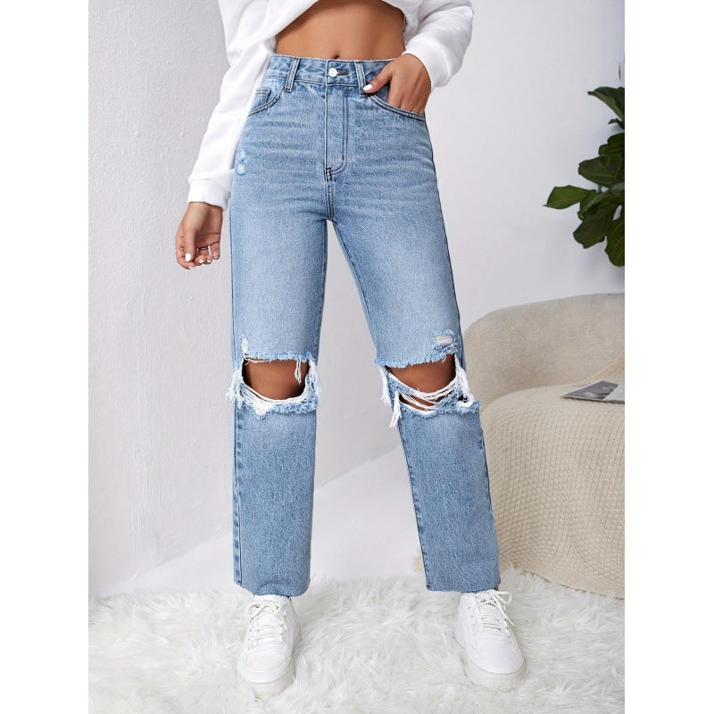 Damer mom-jeans i vintage-look med destroyed-effekter Mirla-Eva Jonsson