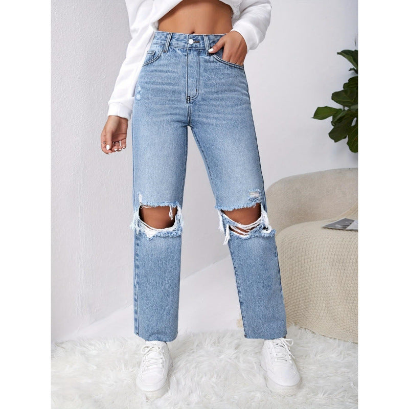 Damer mom-jeans i vintage-look med destroyed-effekter Mirla-Eva Jonsson