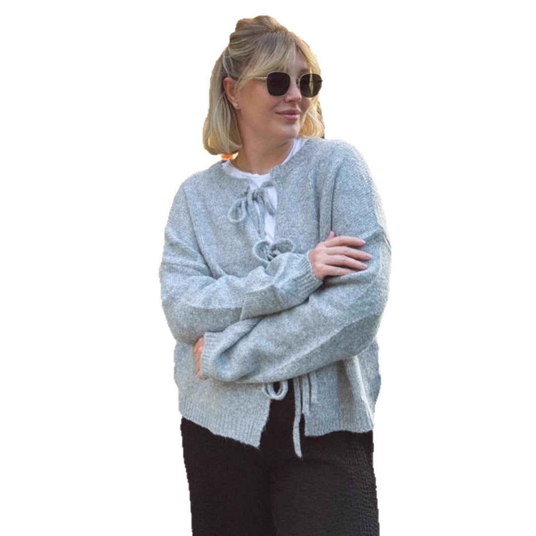 Damer mysig cardigan med band och vida ärmar Mirla-Eva Jonsson