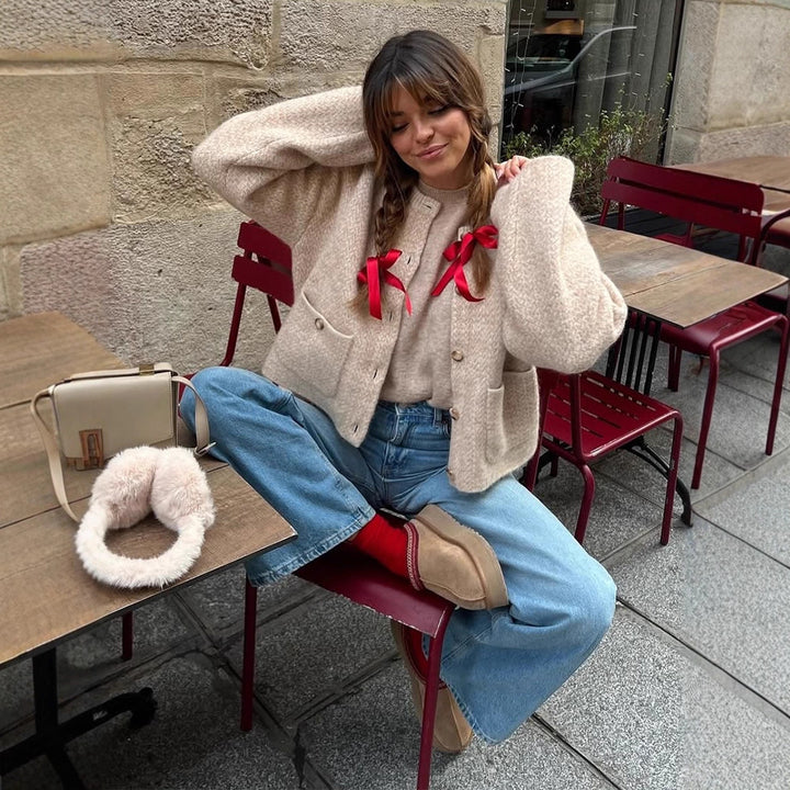 Damer mysig cardigan med eleganta knapppdetaljer Mirla-Eva Jonsson