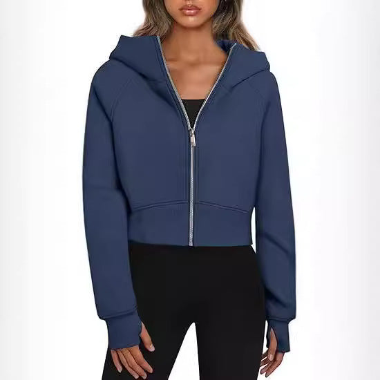 Damer mysig cropped hoodie med dragkedja Mirla-Eva Jonsson