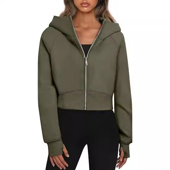 Damer mysig cropped hoodie med dragkedja Mirla-Eva Jonsson