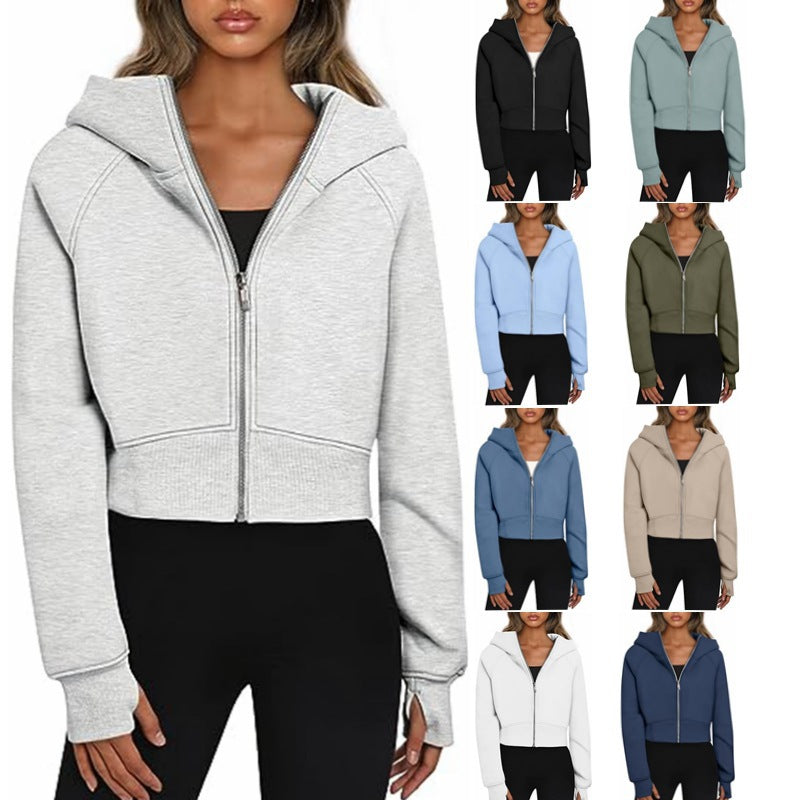 Damer mysig cropped hoodie med dragkedja Mirla-Eva Jonsson