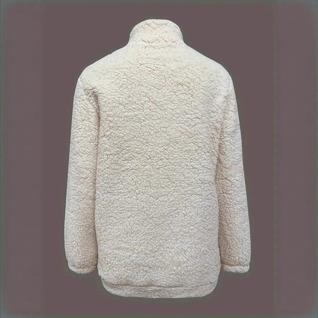 Damer mysig fleece-pullover med kort dragkedja och originell text Mirla-Eva Jonsson