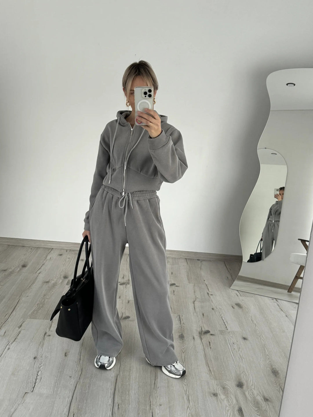 Damer mysig fleece set med huva och elastisk midja Mirla-Eva Jonsson