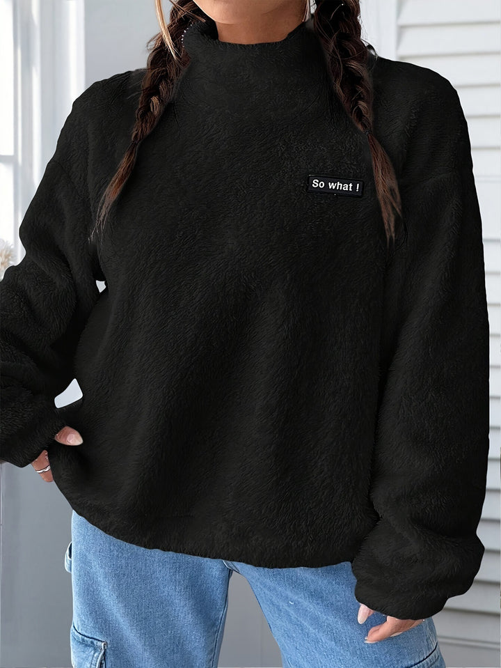 Damer mysig fleece-tröja med modernt broderimotiv Mirla-Eva Jonsson