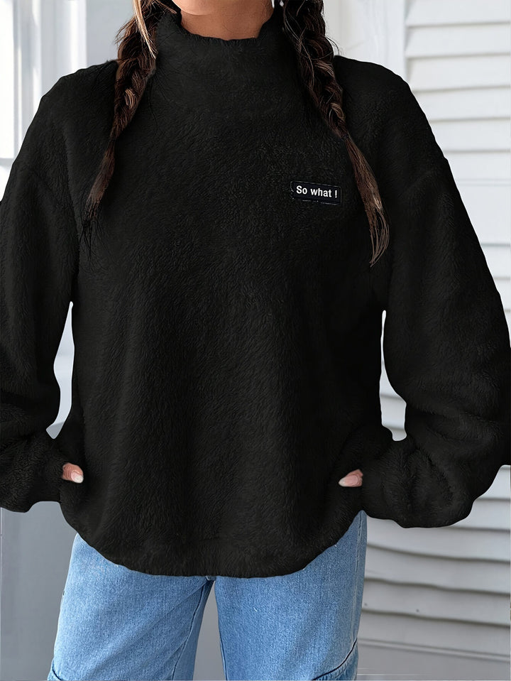 Damer mysig fleece-tröja med modernt broderimotiv Mirla-Eva Jonsson