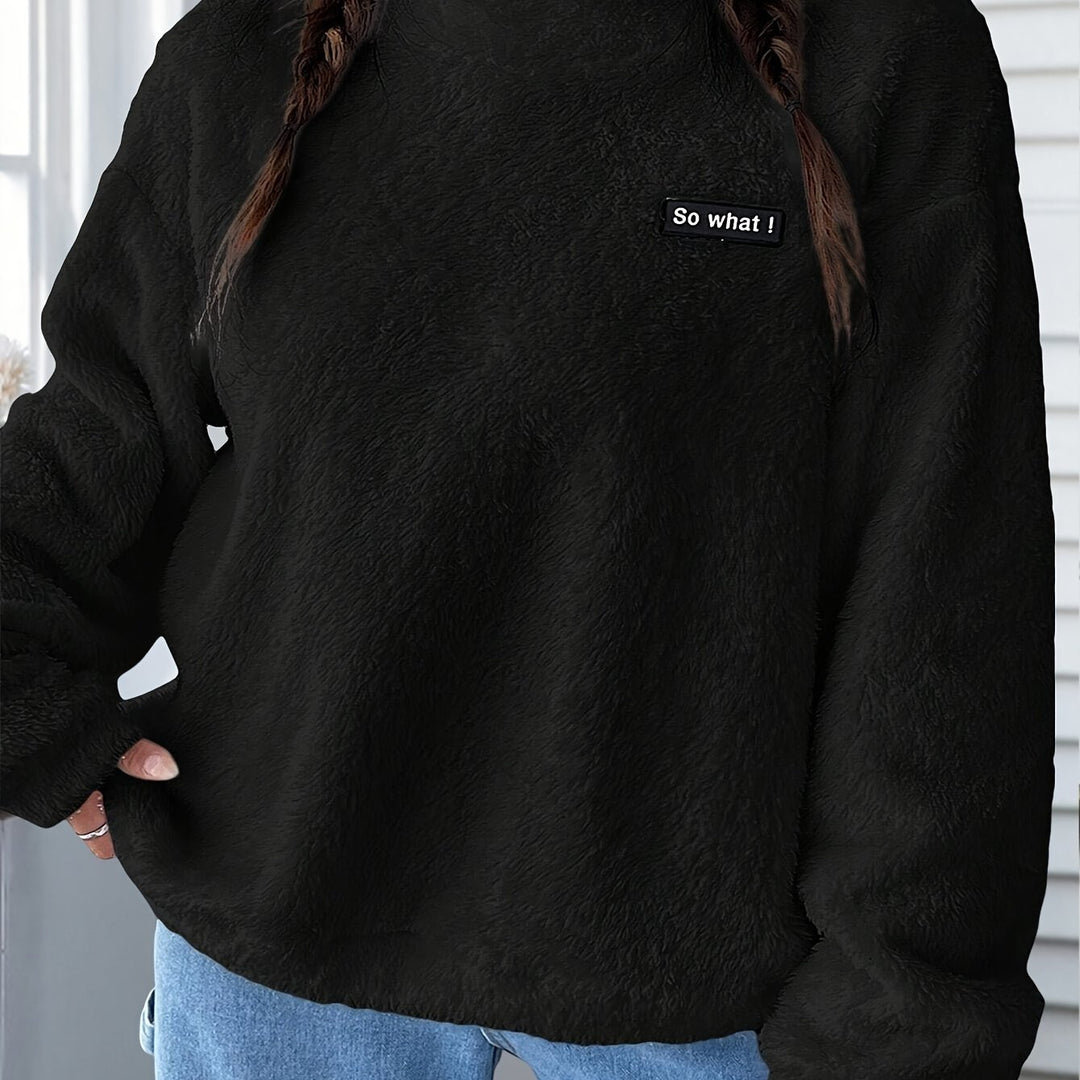 Damer mysig fleece-tröja med modernt broderimotiv Mirla-Eva Jonsson