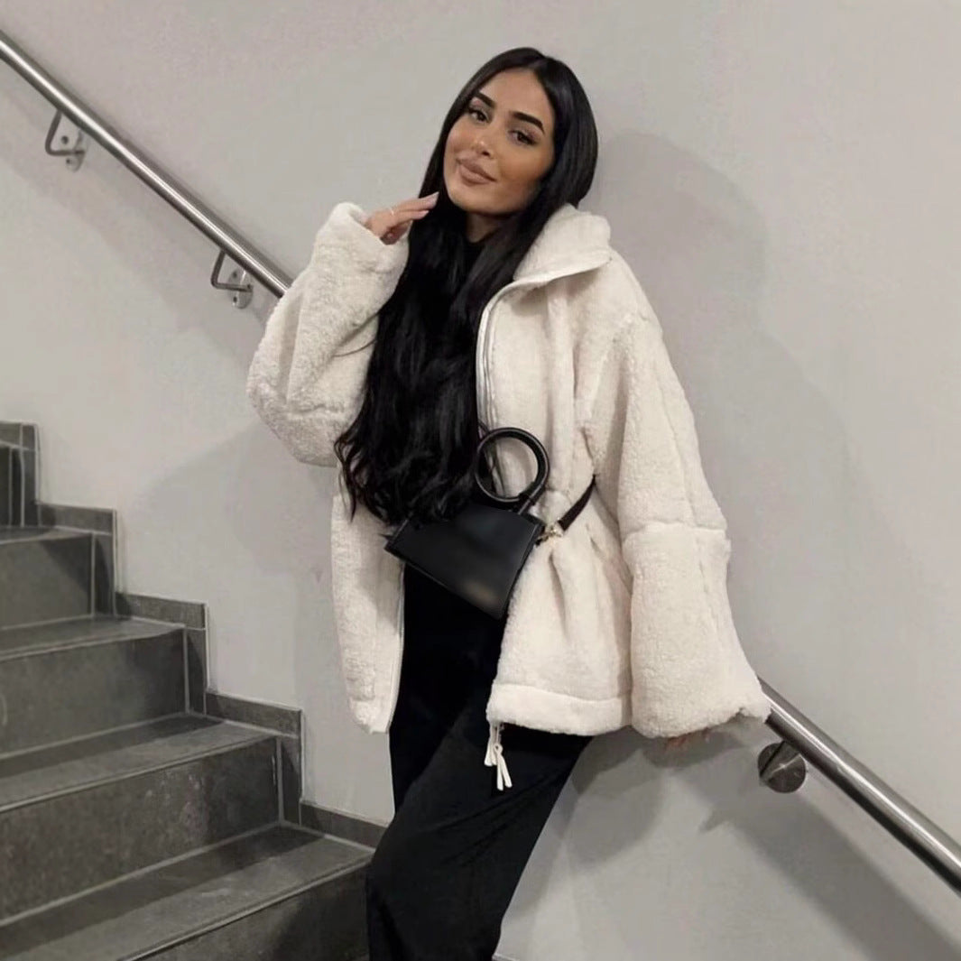 Damer mysig fleecejacka med hög krage och praktiska fickor Mirla-Eva Jonsson