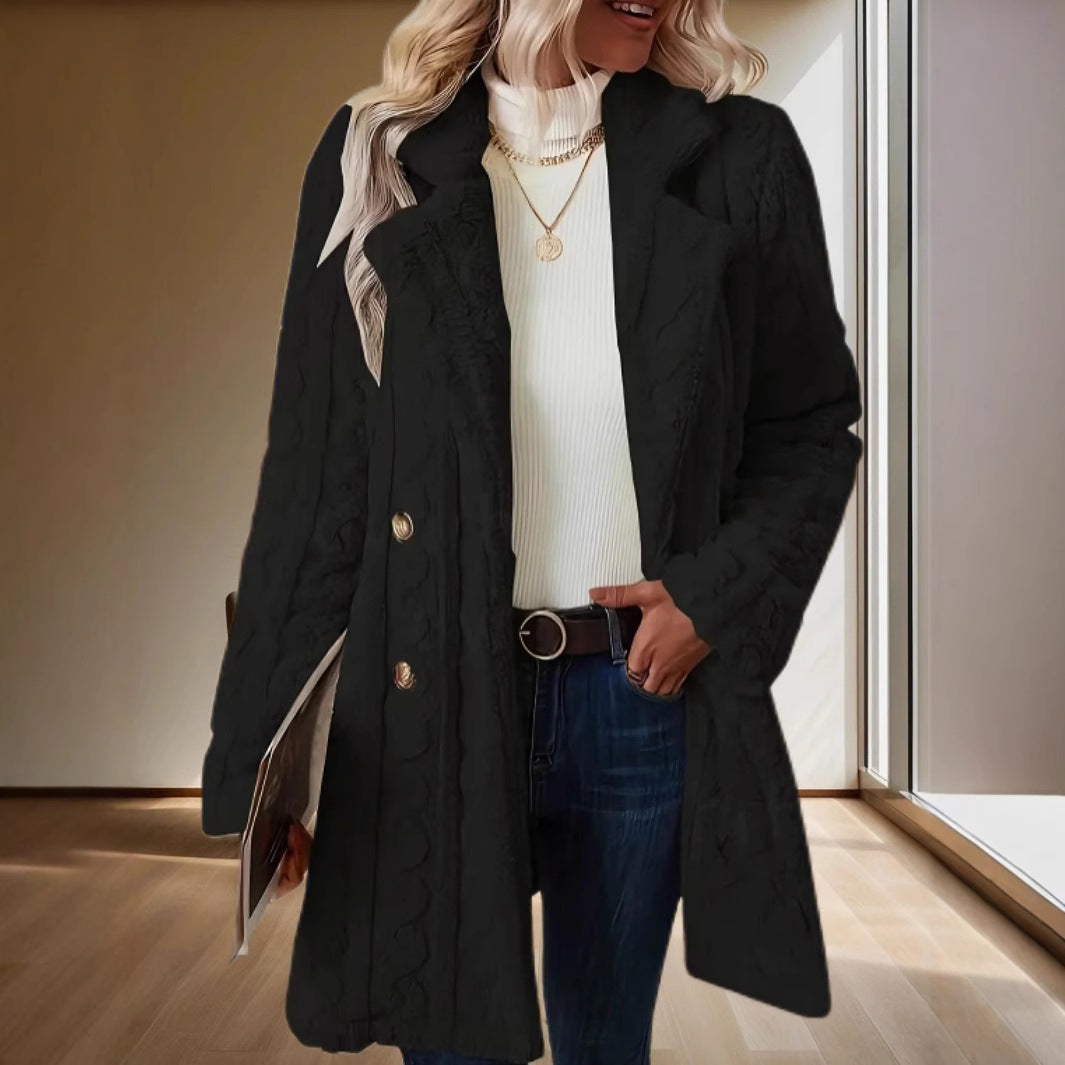 Damer mysig fleecejacka med struktur Mirla-Eva Jonsson