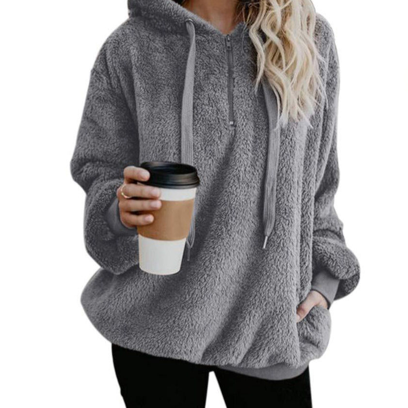 Damer mysig fleecepullover med dragkedja Mirla-Eva Jonsson