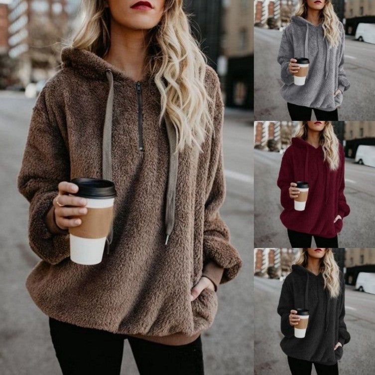 Damer mysig fleecepullover med dragkedja Mirla-Eva Jonsson