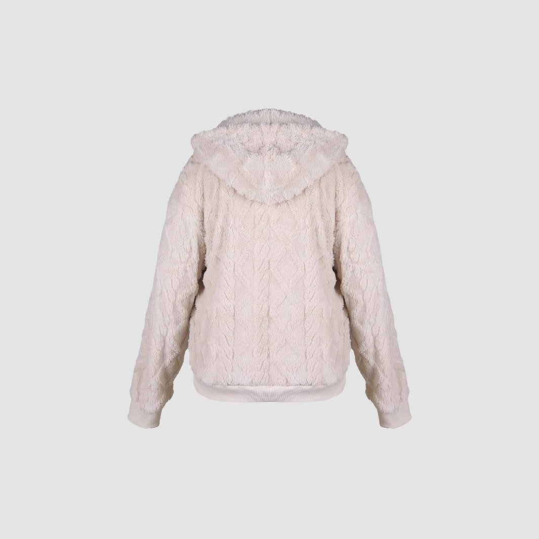 Damer mysig hoodie-jacka i mjukt teddy-fleece Mirla-Eva Jonsson