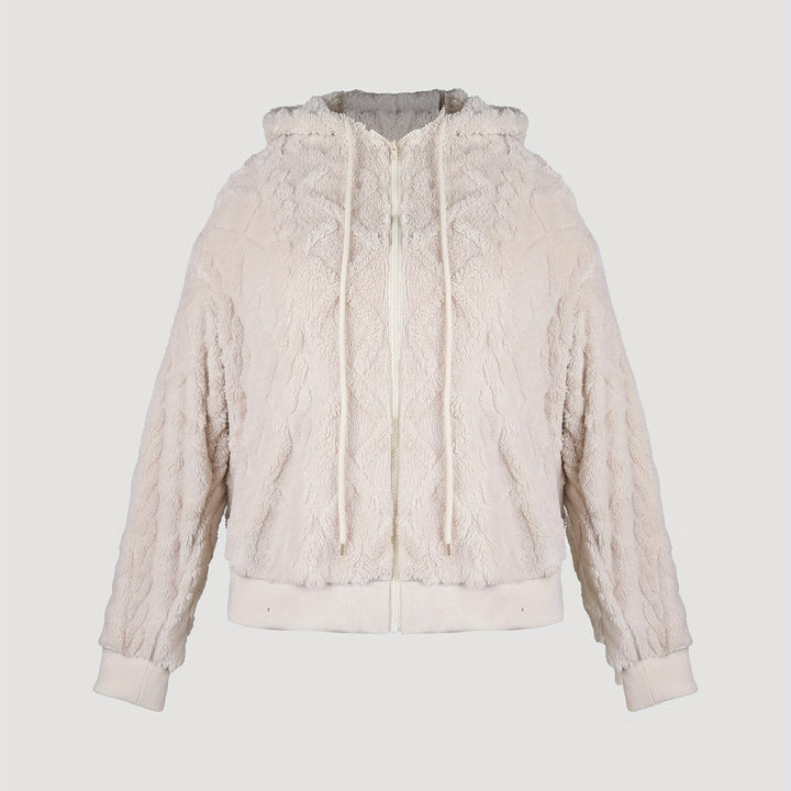 Damer mysig hoodie-jacka i mjukt teddy-fleece Mirla-Eva Jonsson