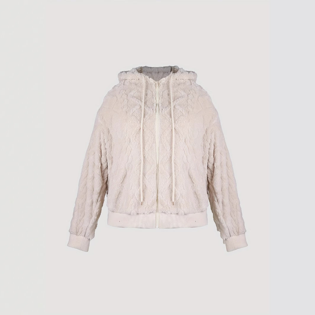 Damer mysig hoodie-jacka i mjukt teddy-fleece Mirla-Eva Jonsson
