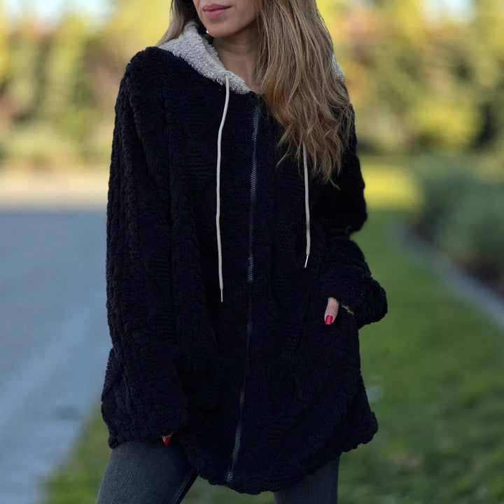 Damer mysig hoodie med dragkedja Mirla-Eva Jonsson