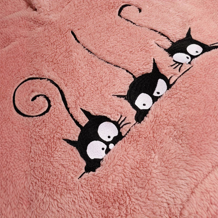Damer mysig hoodie med kattmotiv Mirla-Eva Jonsson