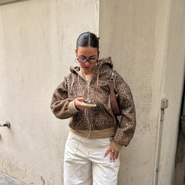 Damer mysig hoodiejacka med djurmönster Mirla-Eva Jonsson