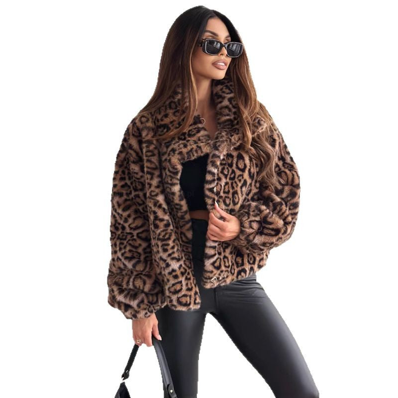 Damer mysig leopardpälsjacka Mirla-Eva Jonsson