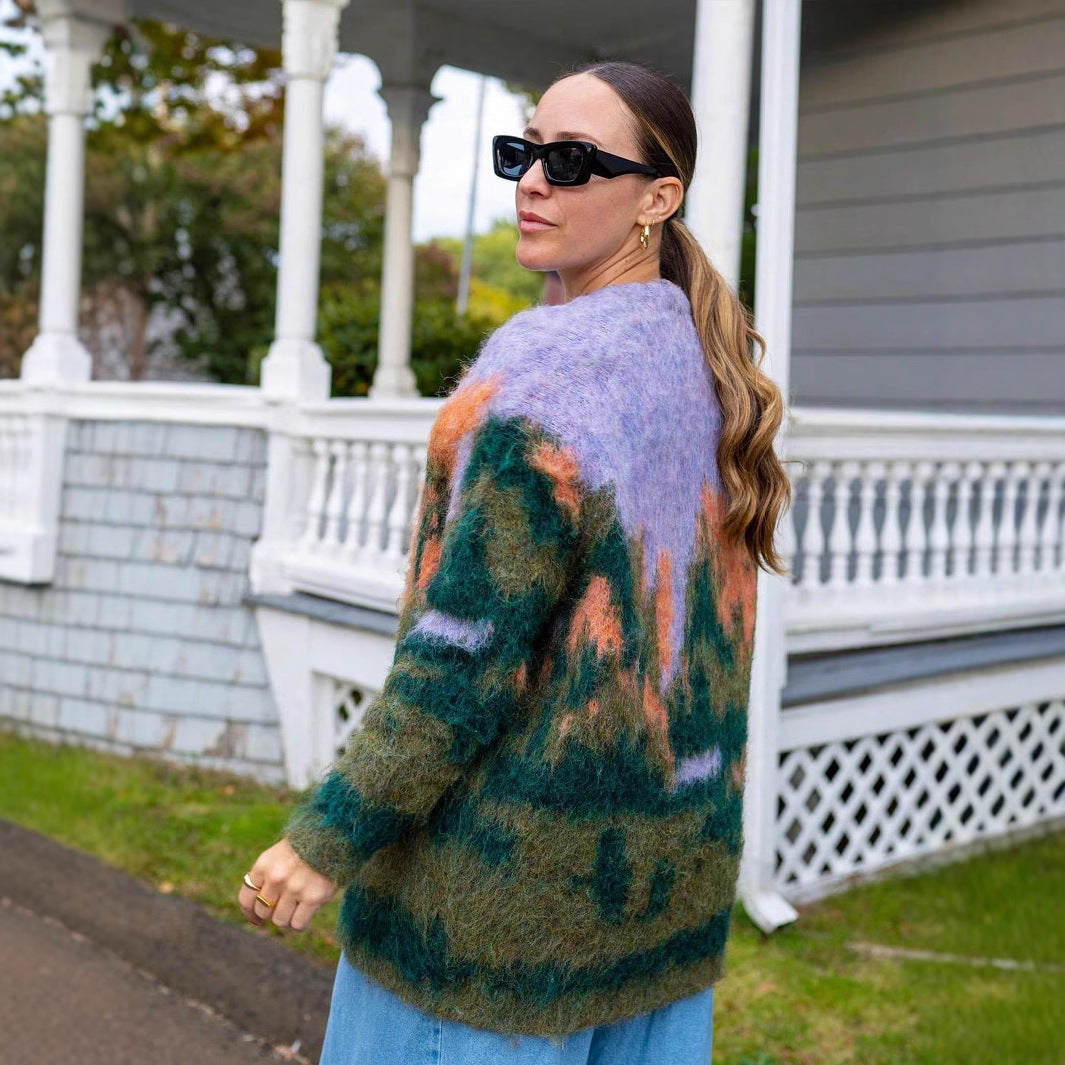 Damer mysig och stylish cardigan med samtida mönster Mirla-Eva Jonsson