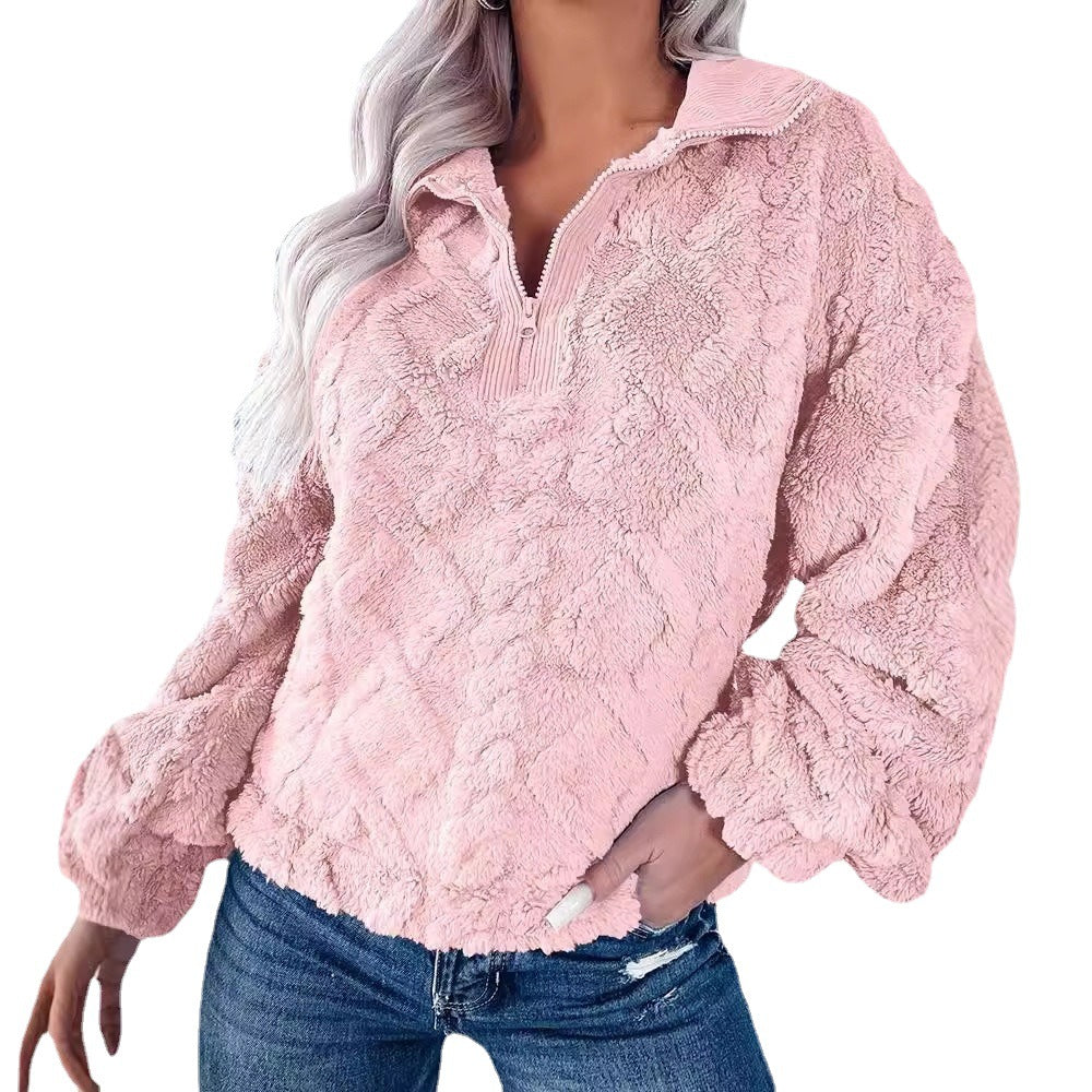 Damer mysig och varm fleece-tröja med halv dragkedja Mirla-Eva Jonsson
