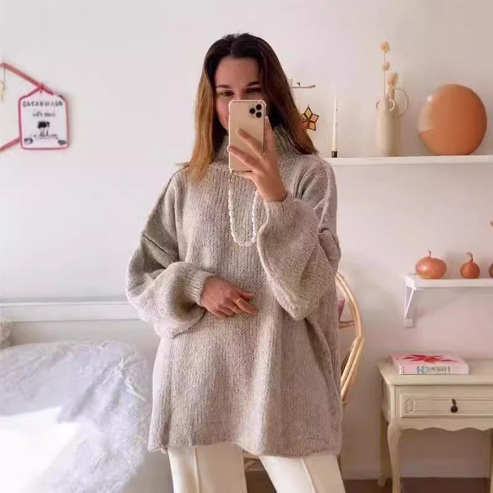 Damer mysig oversize-tröja med vida ärmar och strukturerad stickning Mirla-Eva Jonsson