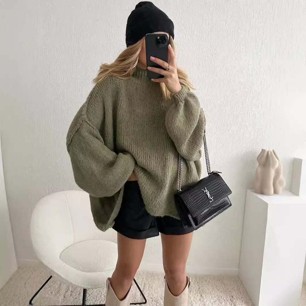 Damer mysig oversize-tröja med vida ärmar och strukturerad stickning Mirla-Eva Jonsson