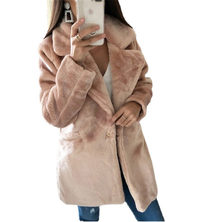 Damer mysig oversized bomullsmantel med lyxigt fuskpäls Mirla-Eva Jonsson