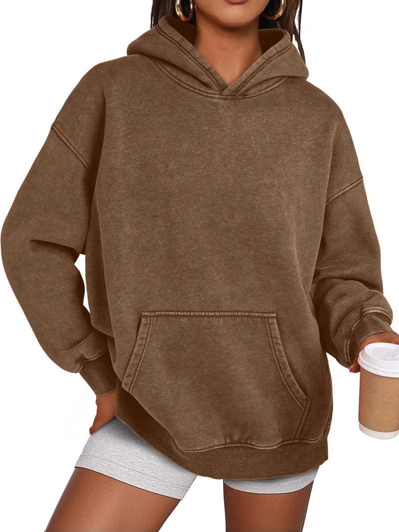 Damer mysig oversized hoodie med praktisk känguruficka Mirla-Eva Jonsson