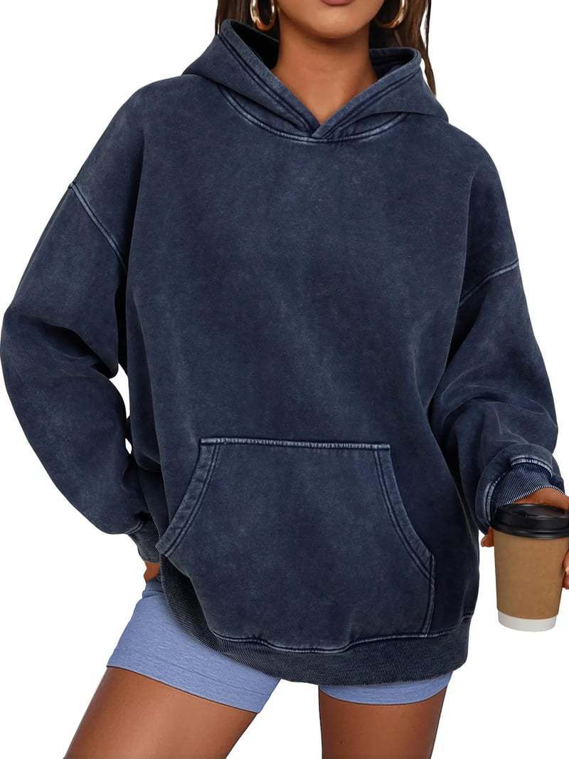 Damer mysig oversized hoodie med praktisk känguruficka Mirla-Eva Jonsson