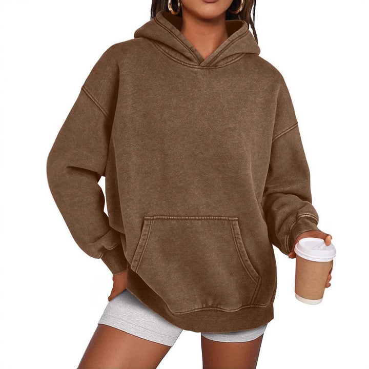 Damer mysig oversized hoodie med praktisk känguruficka Mirla-Eva Jonsson