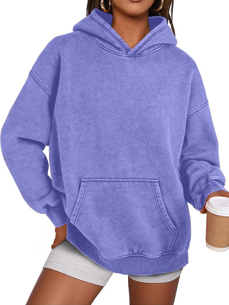 Damer mysig oversized hoodie med praktisk känguruficka Mirla-Eva Jonsson