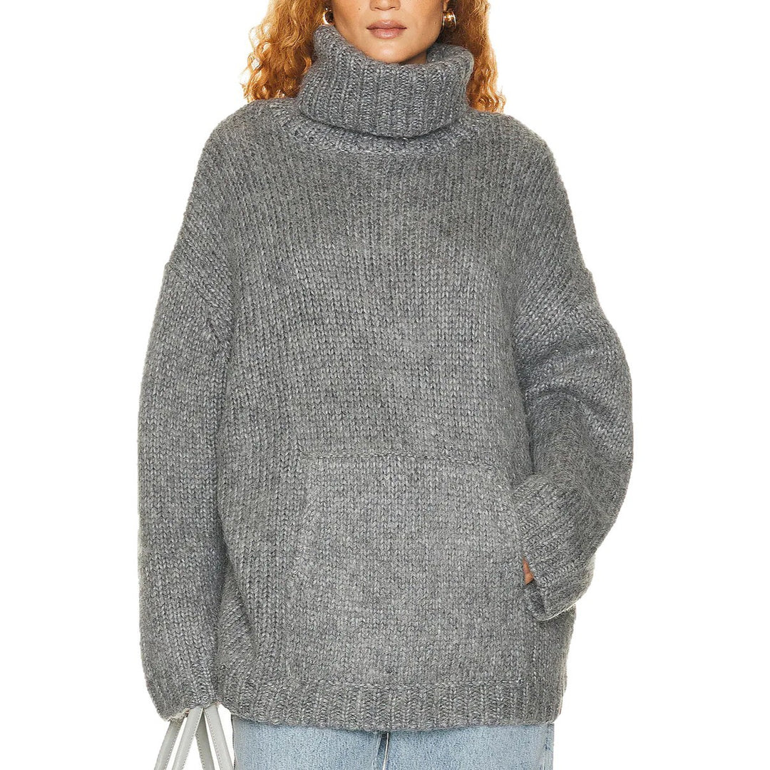 Damer mysig oversized stickad tröja med hög krage Mirla-Eva Jonsson