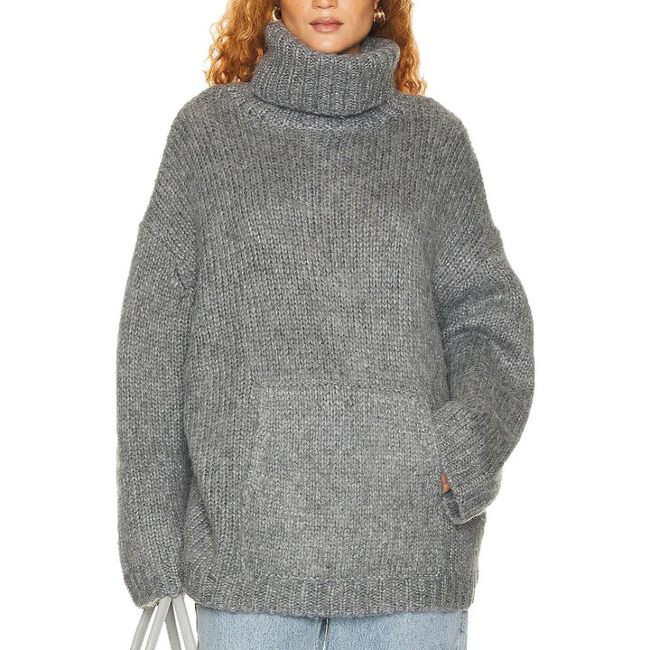Damer mysig oversized stickad tröja med hög krage Mirla-Eva Jonsson