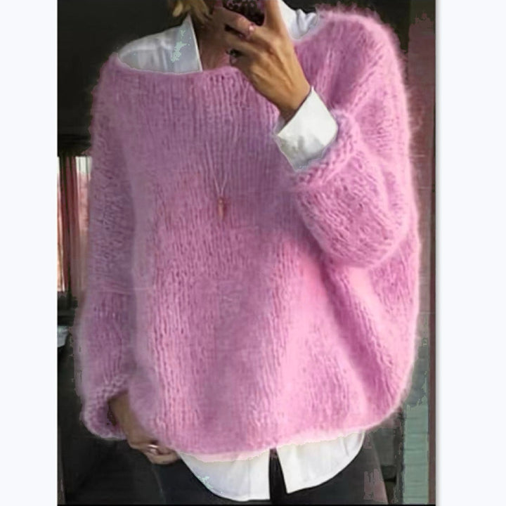 Damer mysig oversized tröja med båtutskärning Eva Jonsson-Eva Jonsson