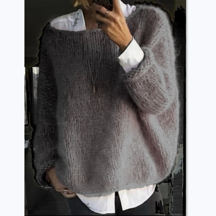 Damer mysig oversized tröja med båtutskärning Eva Jonsson-Eva Jonsson