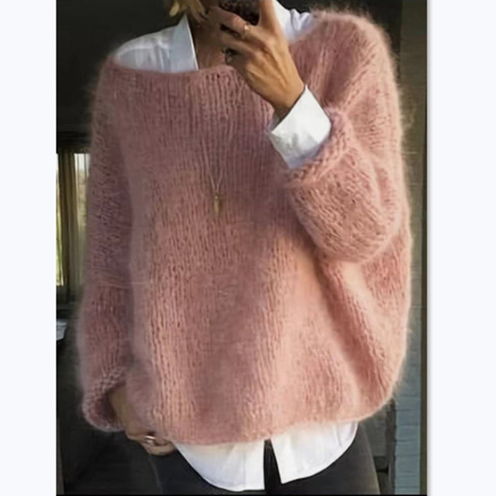 Damer mysig oversized tröja med båtutskärning Eva Jonsson-Eva Jonsson
