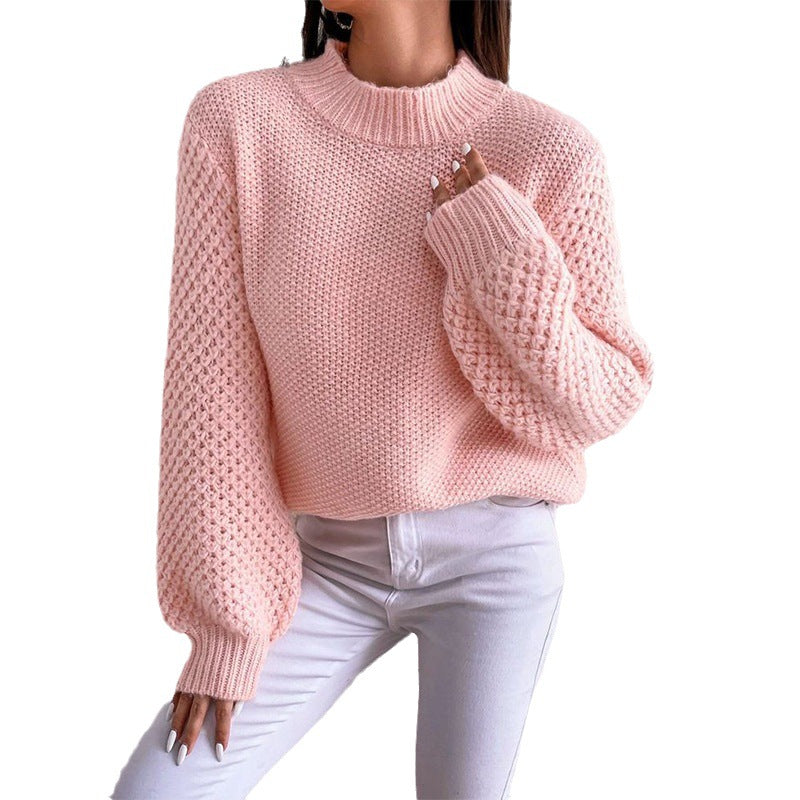 Damer mysig oversized tröja med strukturerat mönster och rullkrage Mirla-Eva Jonsson