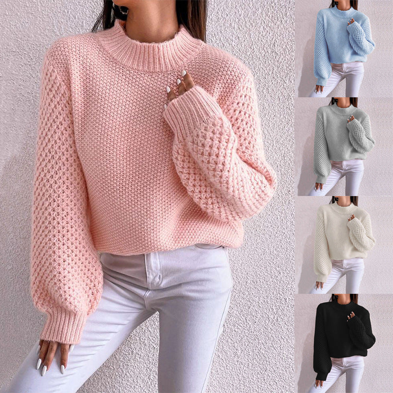 Damer mysig oversized tröja med strukturerat mönster och rullkrage Mirla-Eva Jonsson