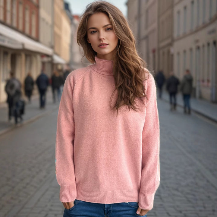 Damer mysig polotröja gjord av mjuk textur Mirla-Eva Jonsson