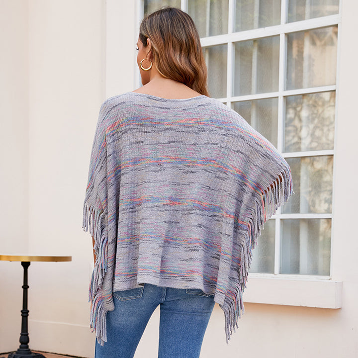 Damer mysig poncho med fransiga detaljer Eva Jonsson-Eva Jonsson