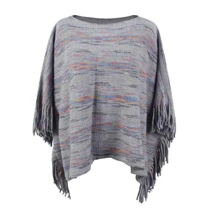 Damer mysig poncho med fransiga detaljer Eva Jonsson-Eva Jonsson
