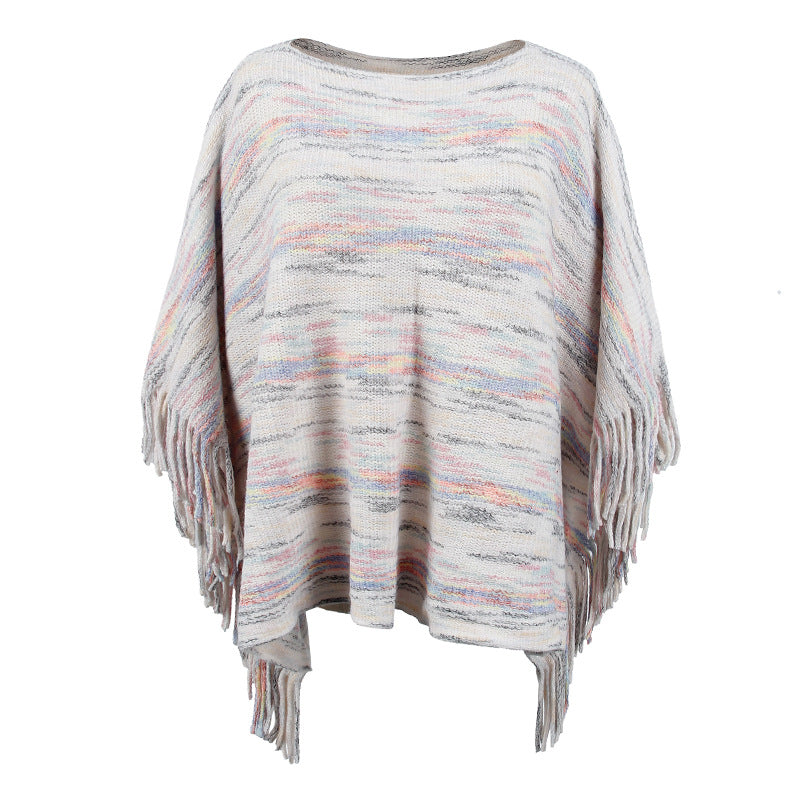 Damer mysig poncho med fransiga detaljer Eva Jonsson-Eva Jonsson