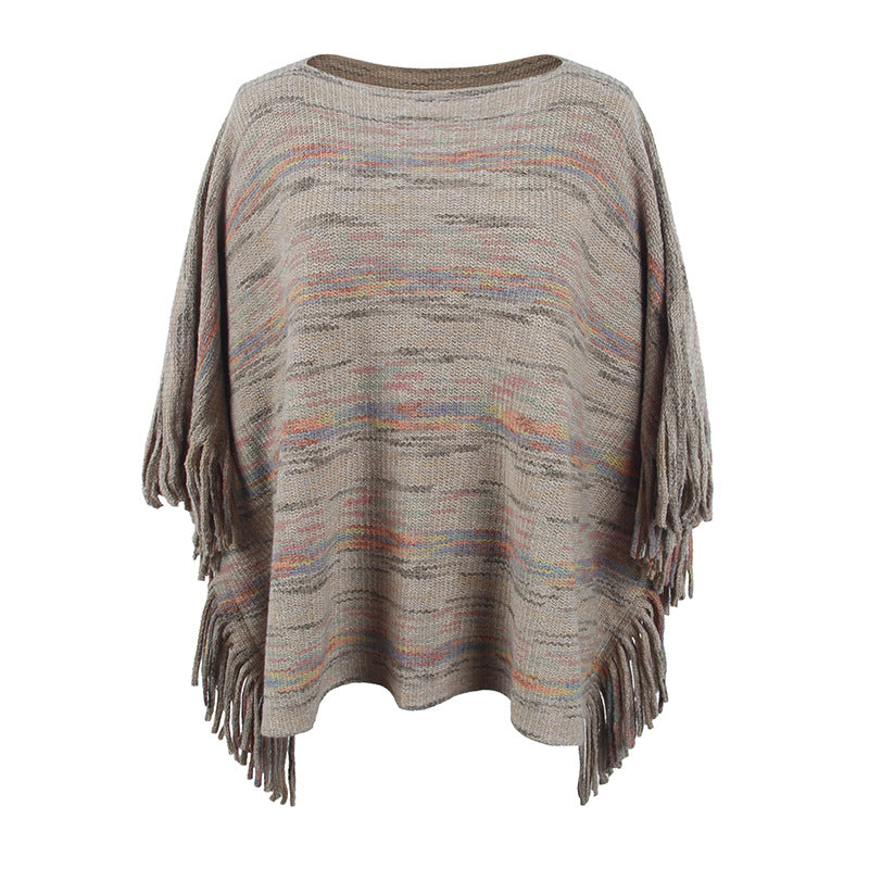 Damer mysig poncho med fransiga detaljer Eva Jonsson-Eva Jonsson