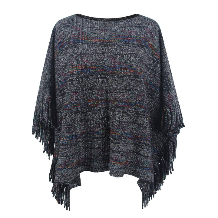 Damer mysig poncho med fransiga detaljer Eva Jonsson-Eva Jonsson