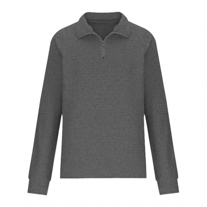 Damer mysig quiltad tröja med hög krage och halv dragkedja Eva Jonsson-Eva Jonsson