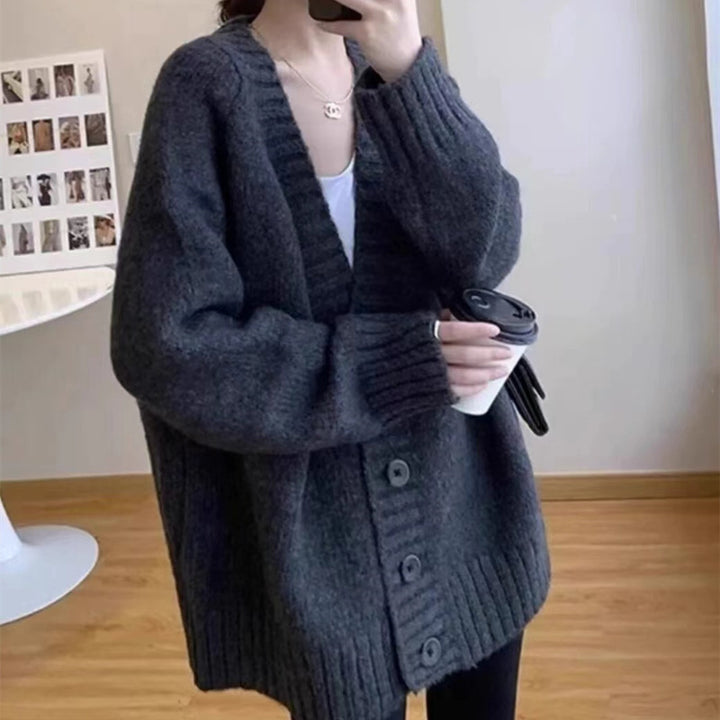 Damer mysig stickad cardigan med stor krage Mirla-Eva Jonsson
