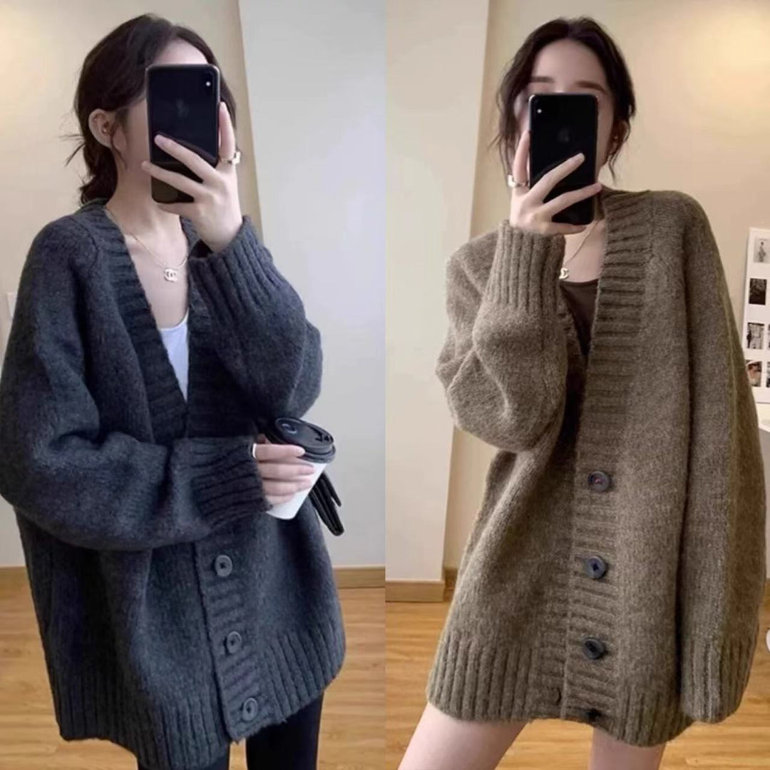 Damer mysig stickad cardigan med stor krage Mirla-Eva Jonsson
