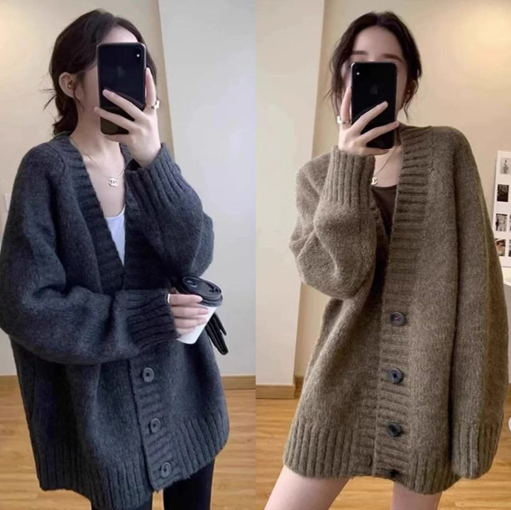 Damer mysig stickad cardigan med stor krage Mirla-Eva Jonsson