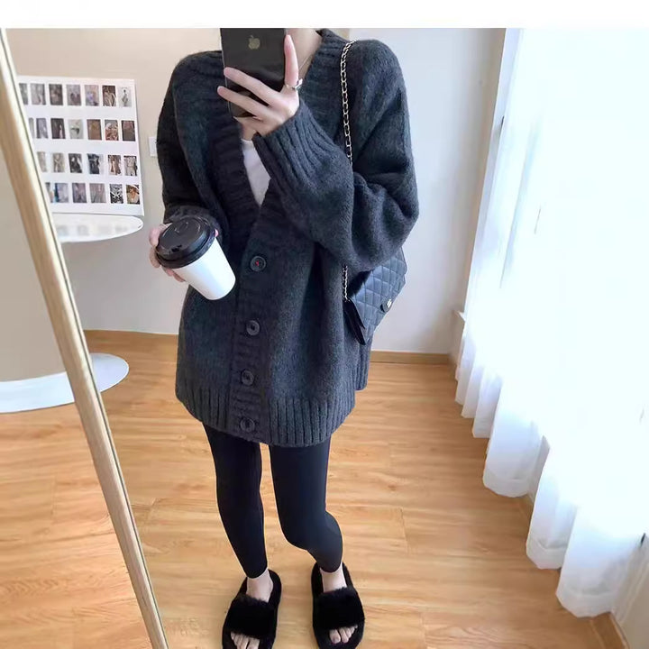 Damer mysig stickad cardigan med stor krage Mirla-Eva Jonsson